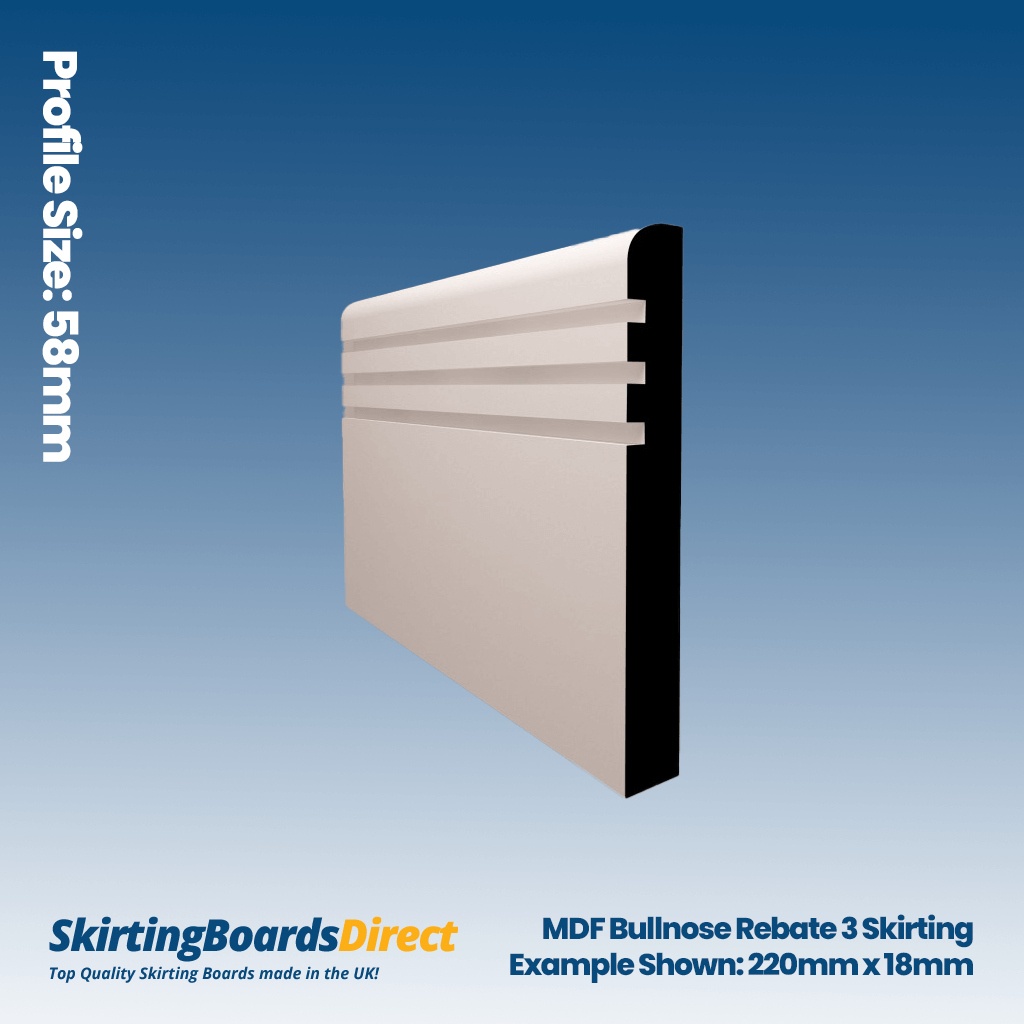 MDF Bullnose Rebate 3 Skirting Boards