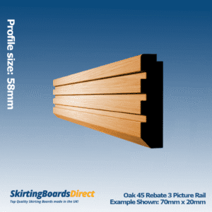Oak 45 Rebate 3 Picture Rail