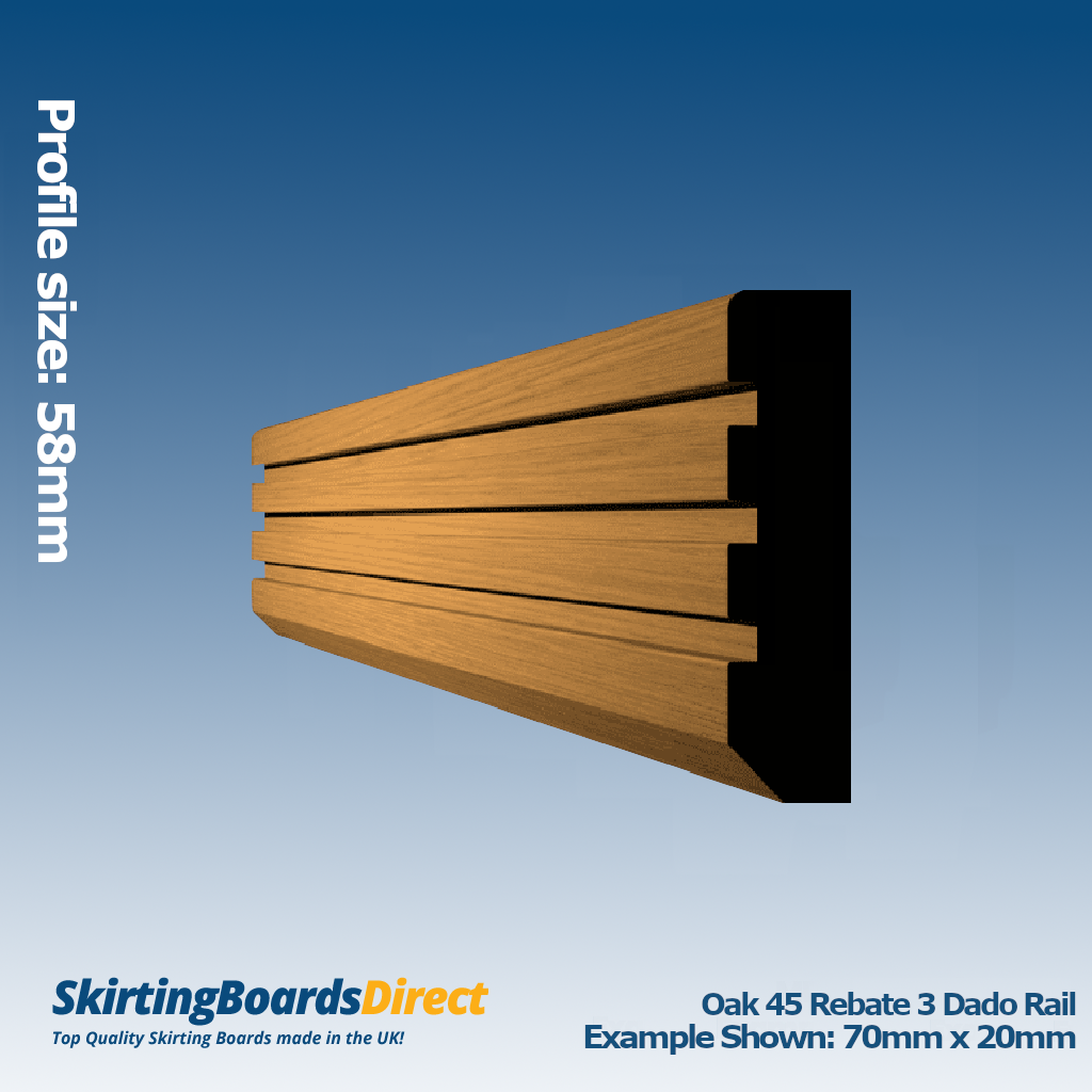 Oak 45 Rebate 3 Dado Rail