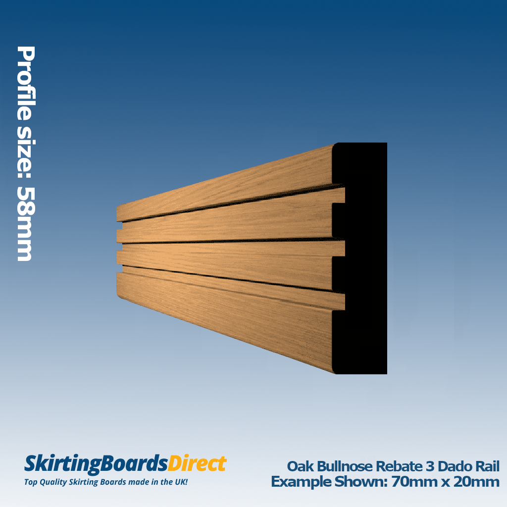 Oak Bullnose Rebate 3 Dado Rail