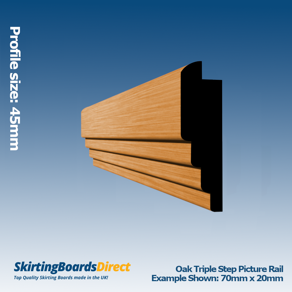 Oak Triple Step Picture Rail