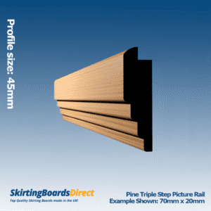 Pine Triple Step Picture Rail
